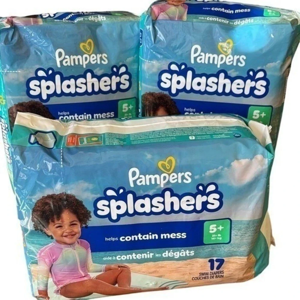 Pampers Splashers Swim Diapers SZ 5+, 51 Total Disposable NIP